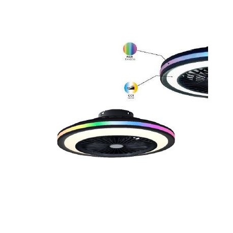 Ventilador de techo DC negro con luz led RGB + mando Ø55 Gamer