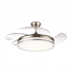 Ventilador de techo DC retráctil con luz LED y mando Ø107cm Calima niquel