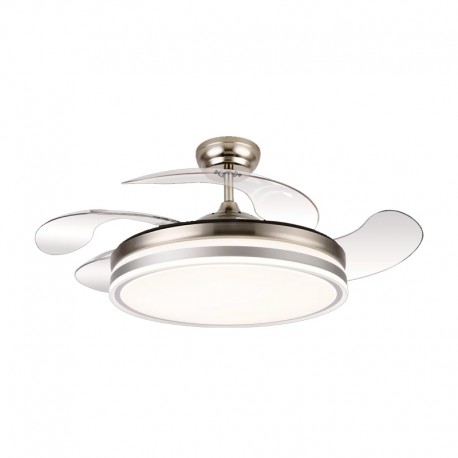 Ventilador de techo DC retráctil con luz LED y mando Ø107cm Calima niquel