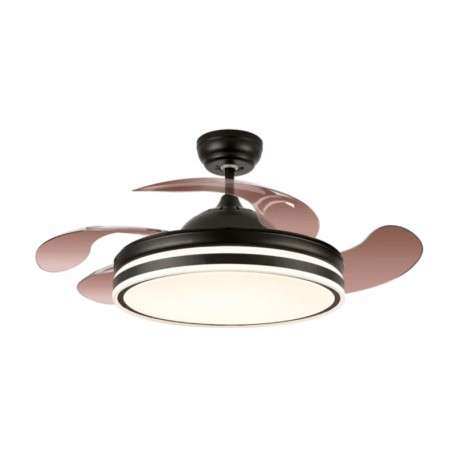 Ventilador de techo DC retráctil con luz LED y mando Ø107cm Calima negro
