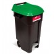 Contenedor de basura 120L negro/verde con pedal