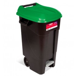 Contenedor de basura 120L negro/verde con pedal