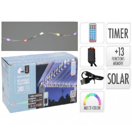Guirnalda solar alambre multicolor 300cm