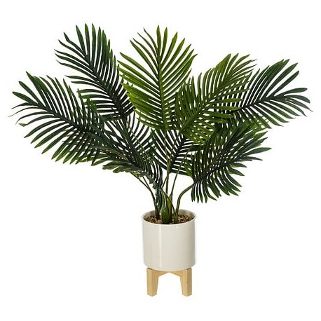 Palmera 72cm de alto con maceta de cerámica y base de madera
