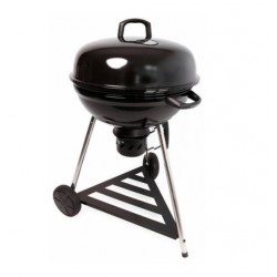 Barbacoa de carbón redonda con tapa y ruedas 67cm