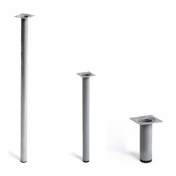 Pata para mesa de acero redonda cromo mate Ø3cm Rei