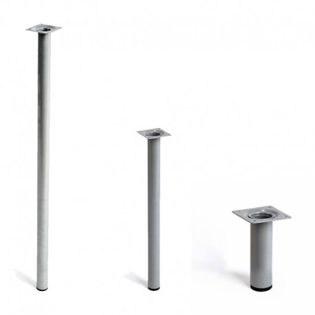 Pata para mesa de acero redonda cromo mate Ø3cm Rei