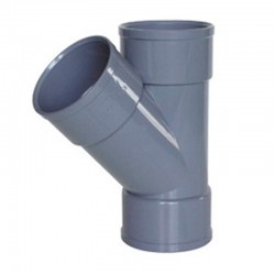 Derivación simple hembra-hembra 45º PVC evacuación