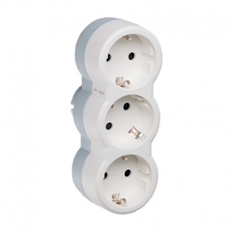 Adaptador triple Schuko frontal Legrand
