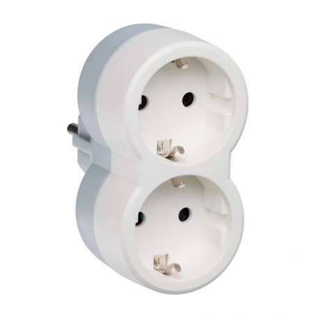 Adaptador doble Schuko frontal Legrand