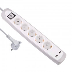 Base Schuko 5T + interruptor + 2USB