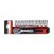 Set llave carraca 72 dientes + 10 vasos