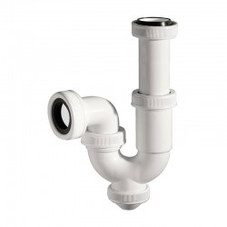 Sifón curvo de plástico ABS blanco extensible/orientable