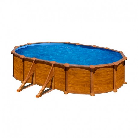 Piscina ovalada de acero acabado madera Mauritius Gre