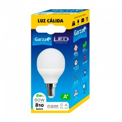 Bombilla esférica LED E14 8W 810lm 220°