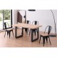 Mesa de comedor fija con patas metálicas roble nórdico Roma