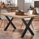 Mesa de comedor fija de madera con patas de metal Loft