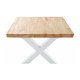 Mesa de comedor fija de madera con patas de metal Loft