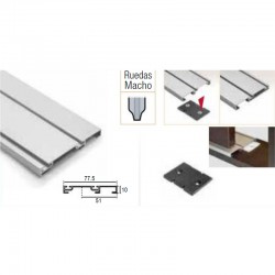 Kit guía inferior alineada plata mate para puertas correderas de armarios