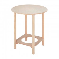 Mesa de camilla redonda de madera de pino con brasero