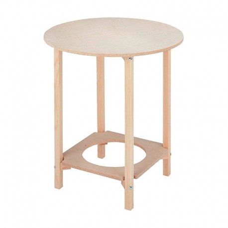 Mesa de camilla redonda de madera de pino con brasero