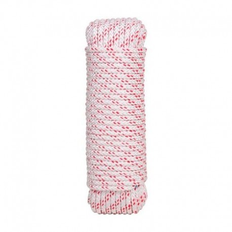 Cuerda de poliéster trenzada con alma blanca/roja 6mm 10m
