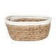 Cesta ovalada de junco de mar/algodón 21x16x9cm