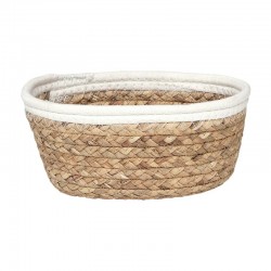 Cesta ovalada de junco de mar/algodón 21x16x9cm