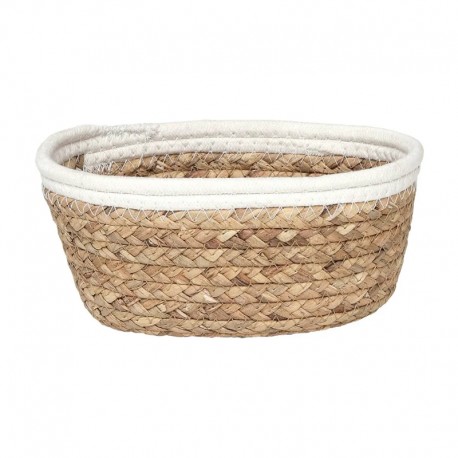 Cesta ovalada de junco de mar/algodón 21x16x9cm