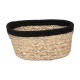 Cesta ovalada de junco de mar/algodón 21x16x9cm