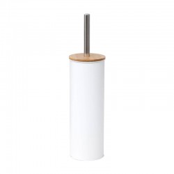Escobillero de metal con tapa de bambú 9,5x38cm