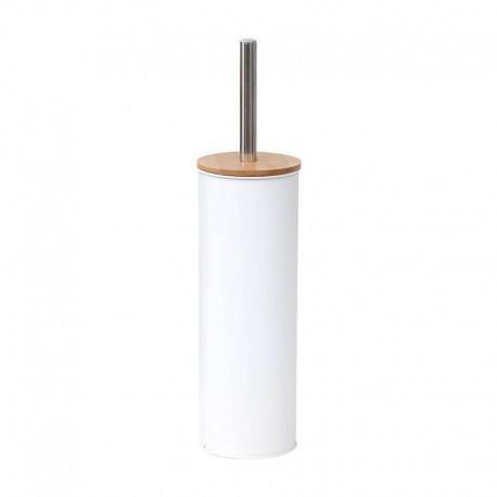 Escobillero de metal con tapa de bambú 9,5x38cm