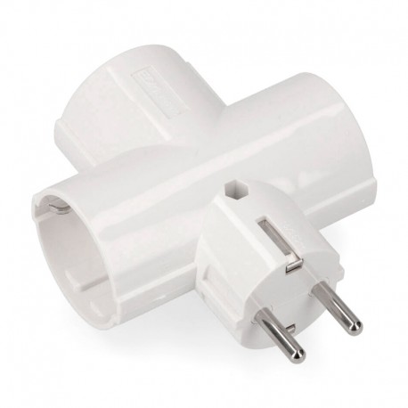 Adaptador triple Schuko eco baquelita 16A 250V 2400W 4,8mm