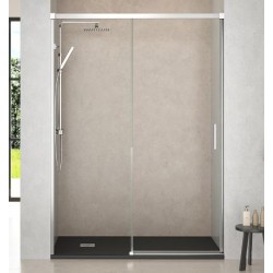 Mampara frontal ducha Yaiza 1F+1P cromo transparente