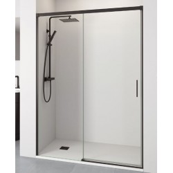Mampara frontal ducha Yaiza 1F+1P negro transparente