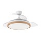 Ventilador de techo DC retráctil blanco/madera con mando Ø107cm Evros