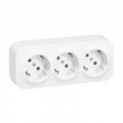 Base de enchufe triple blanco de superficie 2P + TT 16A IP21 Forix