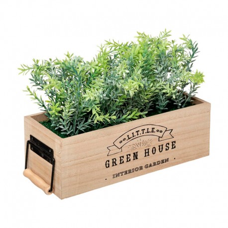 Jardinera de madera con planta artificial 35cm
