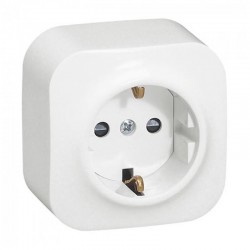 Base de enchufe 2P+TT blanco IP21 Forix