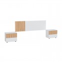 Cabecero + 2 mesitas blanco artik/natural 266x34x89cm Ethna