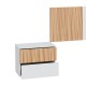 Cabecero + 2 mesitas blanco artik/natural 266x34x89cm Ethna