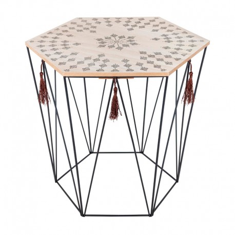 Mesa de hierro/MDF octogonal Etnik Kumi