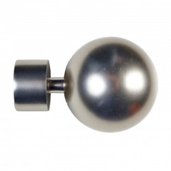 Set de 2 terminales esfera metálicos plata 28mm barra de cortina