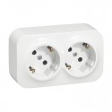 Base de enchufe doble blanco de superficie 2P + TT 16A IP21 Forix