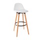 Taburete blanco con patas de madera Maxon