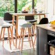Taburete blanco con patas de madera Maxon