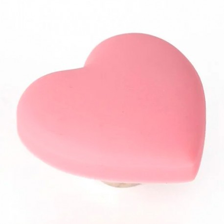 Pomo de mueble infantil corazón rosa 40mm