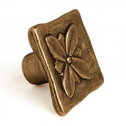 Pomo de mueble zamak cuero viejo flor 33x33mm