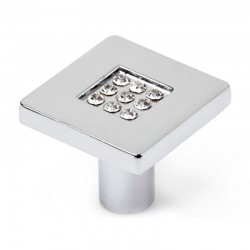 Pomo de mueble de zamak cristal cuadrado 28x28mm