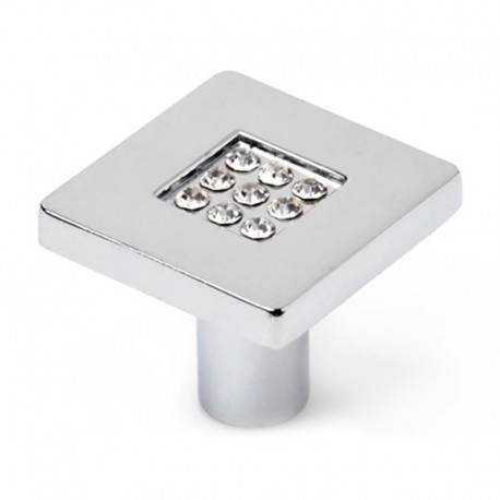 Pomo de mueble de zamak cristal cuadrado 28x28mm